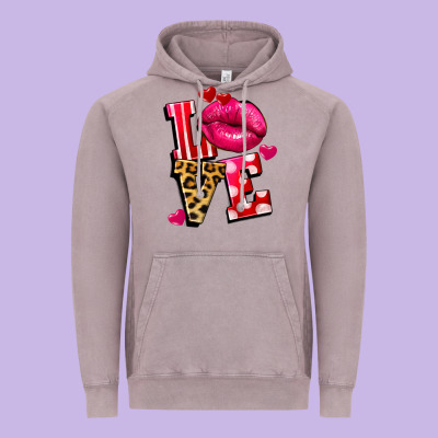 Western Love Lips Vintage Hoodie Designed By Fadigitalartstudio