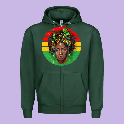 Black Women Zipper Hoodie Designed By Barkaloodesign