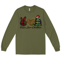 Army Green peace love christmas Long Sleeve Tee - RanaPortraitStore