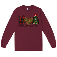 Burgundy peace love christmas Long Sleeve Tee - RanaPortraitStore