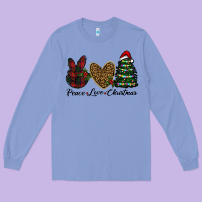 Peace Love Christmas Long Sleeve Tee Designed By Ranaportraitstore