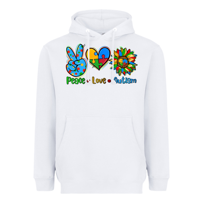 Peace Love Autism Heavyweight Hoodie by AdoDesignShop | Teevron