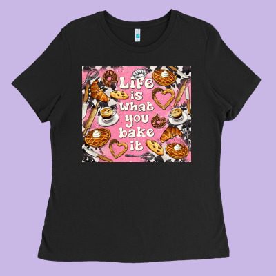 Life Is What You Bake It With Cowhide Ladies Tee Designed By Tumblerdesignbyshophia