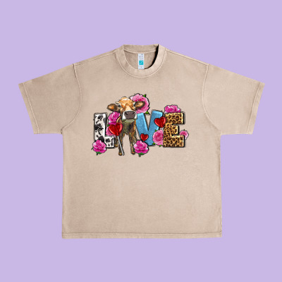 Love With Cow Olivia Urban Heavy Tee Designed By Oliviacreatesart