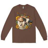 Chestnut Black And White Cow Coffee cup Long Sleeve Tee - FaDigitalArtStudio