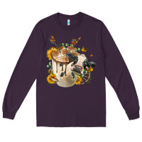 Plum Black And White Cow Coffee cup Long Sleeve Tee - FaDigitalArtStudio