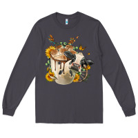 Smoke Black And White Cow Coffee cup Long Sleeve Tee - FaDigitalArtStudio