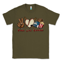 Army Green Peace love Baseball Classic Tee - HowdyJamesFarm