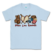 Dusty Blue Peace love Baseball Classic Tee - HowdyJamesFarm