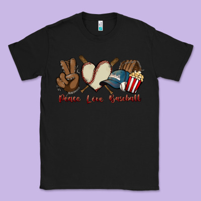 Peace Love Baseball Classic Tee Designed By Howdyjamesfarm