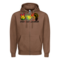 Chestnut peace love juneteenth Zipper Hoodie - BarkalooDesign