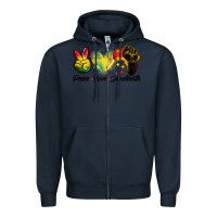 Navy peace love juneteenth Zipper Hoodie - BarkalooDesign