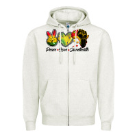 Oatmeal Heather peace love juneteenth Zipper Hoodie - BarkalooDesign