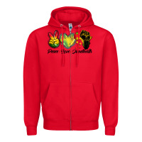 Red peace love juneteenth Zipper Hoodie - BarkalooDesign