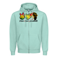 Seafoam peace love juneteenth Zipper Hoodie - BarkalooDesign