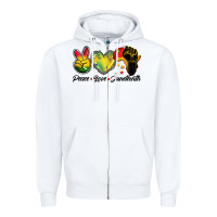 White peace love juneteenth Zipper Hoodie - BarkalooDesign