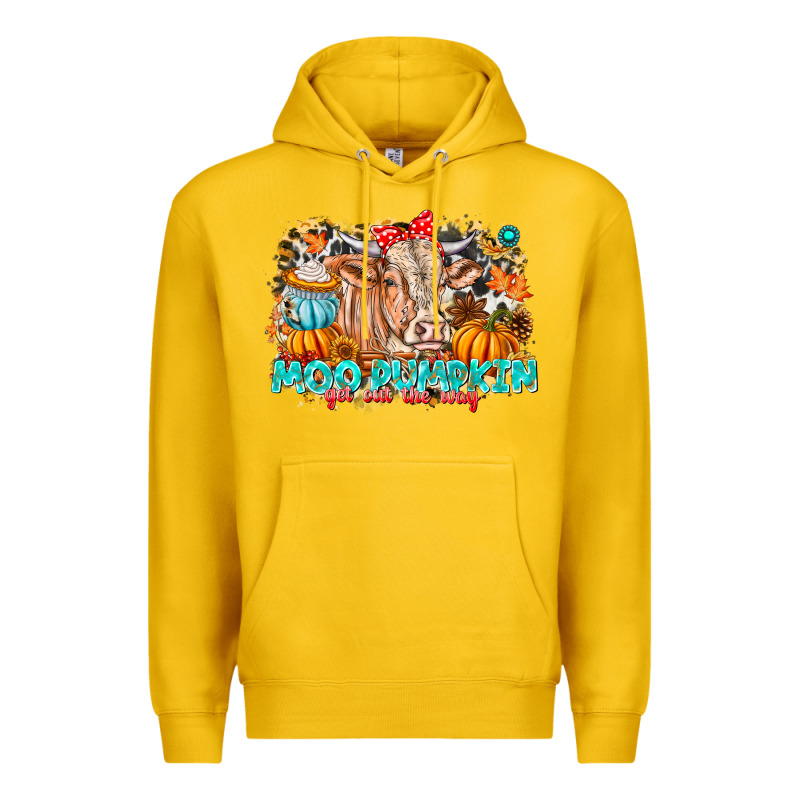 Moo Pumpkin Get Out The Way Premium Hoodie by CowhideDigitalArt | Teevron