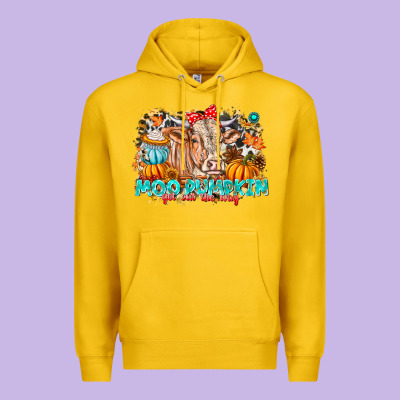 Moo Pumpkin Get Out The Way Premium Hoodie Designed By Cowhidedigitalart