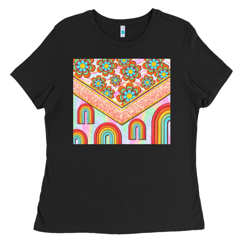 Hippie Rainbow And Daisy Ladies Tee by TumblerDesignByShophia | Teevron
