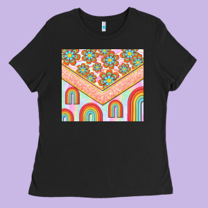 Hippie Rainbow And Daisy Ladies Tee Designed By Tumblerdesignbyshophia