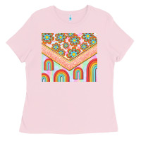 Bubblegum Pink hippie rainbow and daisy Ladies Tee - TumblerDesignByShophia