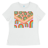 White hippie rainbow and daisy Ladies Tee - TumblerDesignByShophia