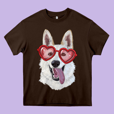 White Shepherd With Love Glasses Heavy Core Tee Designed By Ranaportraitstore