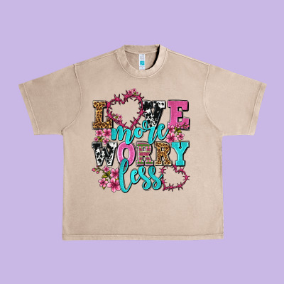 Love More Worry Less Olivia Urban Heavy Tee Designed By Oliviacreatesart