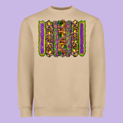 Mardi Gras Fleur De Lis Mask Leopard Glitter  Brushstrokes Heavyweight Sweatshirt Designed By Artiststas