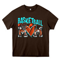 Chocolate Brown Basketball Mom Heavy Core Tee - NancyCooperArtShop