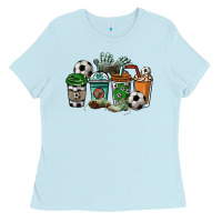 Baby Blue Soccer coffee cups Ladies Tee - HowdyJamesFarm
