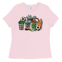 Bubblegum Pink Soccer coffee cups Ladies Tee - HowdyJamesFarm