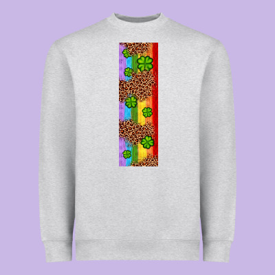 St. Patrick's Day Western Shamrock Leopard Rainbow Heavyweight Sweatshirt Designed By Artiststas