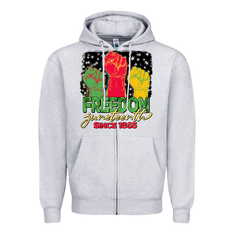 Freedom Juneteenth Since 1865 Zipper Hoodie by BarkalooDesign | Teevron