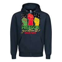 Navy freedom juneteenth since 1865 Zipper Hoodie - BarkalooDesign