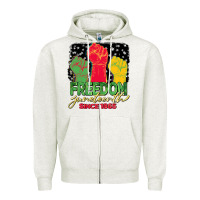 Oatmeal Heather freedom juneteenth since 1865 Zipper Hoodie - BarkalooDesign