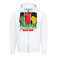White freedom juneteenth since 1865 Zipper Hoodie - BarkalooDesign