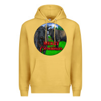 Antique Gold Black Angus Cattle and Bull Merry Christmas Premium Hoodie - RanaPortraitStore