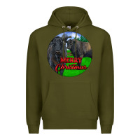 Army Green Black Angus Cattle and Bull Merry Christmas Premium Hoodie - RanaPortraitStore