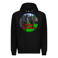 Black Black Angus Cattle and Bull Merry Christmas Premium Hoodie - RanaPortraitStore
