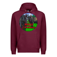 Burgundy Black Angus Cattle and Bull Merry Christmas Premium Hoodie - RanaPortraitStore