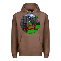 Chestnut Black Angus Cattle and Bull Merry Christmas Premium Hoodie - RanaPortraitStore