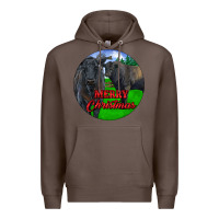 Coffee Black Angus Cattle and Bull Merry Christmas Premium Hoodie - RanaPortraitStore