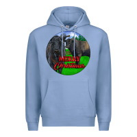 Colony Blue Black Angus Cattle and Bull Merry Christmas Premium Hoodie - RanaPortraitStore