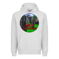 Dove Grey Black Angus Cattle and Bull Merry Christmas Premium Hoodie - RanaPortraitStore