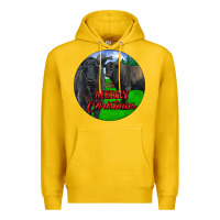 Lemon Black Angus Cattle and Bull Merry Christmas Premium Hoodie - RanaPortraitStore
