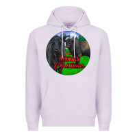 Lilac Black Angus Cattle and Bull Merry Christmas Premium Hoodie - RanaPortraitStore