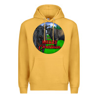 Mustard Black Angus Cattle and Bull Merry Christmas Premium Hoodie - RanaPortraitStore