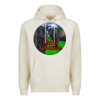 Oatmeal Heather Black Angus Cattle and Bull Merry Christmas Premium Hoodie - RanaPortraitStore