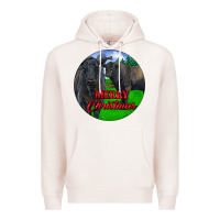 Pale Pink Black Angus Cattle and Bull Merry Christmas Premium Hoodie - RanaPortraitStore